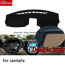 Para Hyundai santa fe santa fe Doble capa de gel De Sílice Pad Salpicadero Del Coche Instrumento Evite La Luz del Escritorio de la Plataforma Esteras Cubierta de Pegatinas