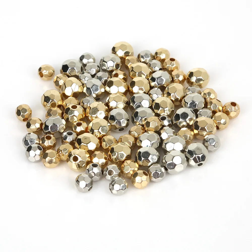 

3mm 4mm 6mm 8mm Gold Silver Color Square DIY Plastic Beads Wholesale Acrylic Spacer Seed Bead For Jewelry Making Decoration