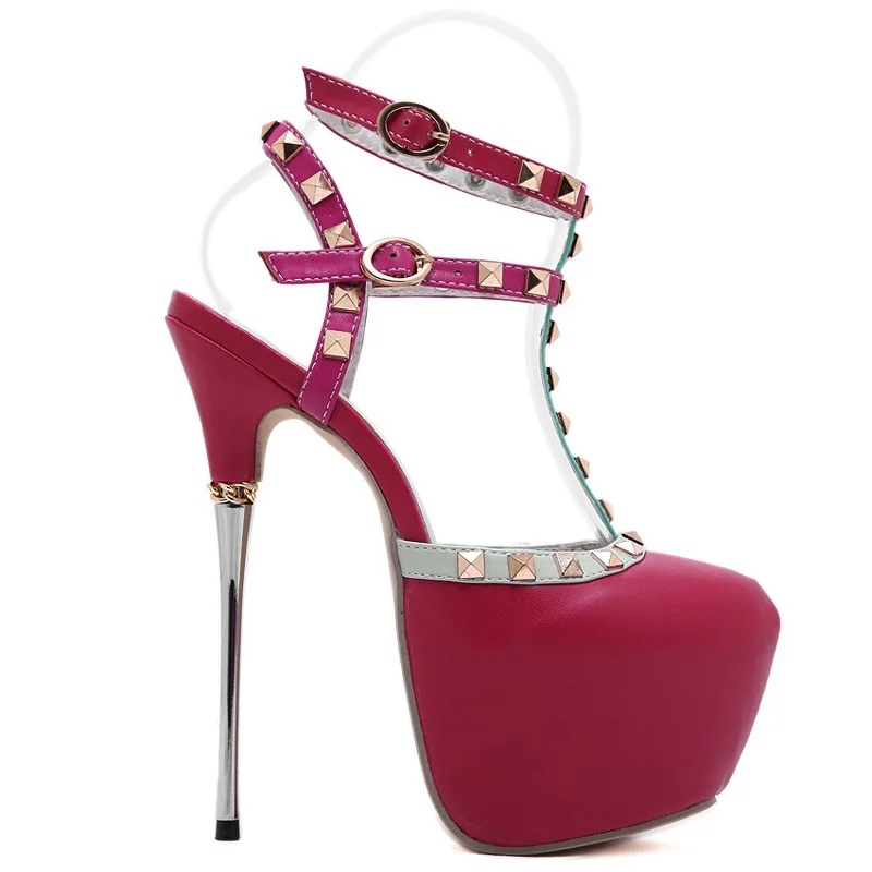 

2016 Fashion Rivet 17 cm Sexy High Heels Brand Red Women Pumps Ladies Shoes Woman Chaussure Femme Zapatos Mujer sapato feminino