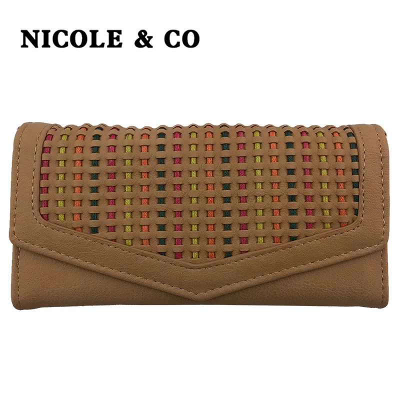 

NICOLE & CONEW Women Wallets PU Leather Long Style Card Holder Money PurseFashion Female Hand Phone Bag