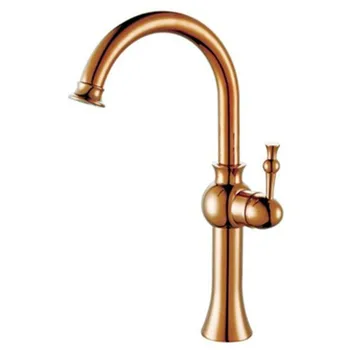 

Bathroom Vanity Rose Gold Tall Basin Mixer Tap Faucet Spout Brass Single Handle