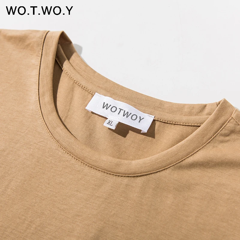 Женская футболка с коротким рукавом WOTWOY базовая о вырезом 12 цветов лето