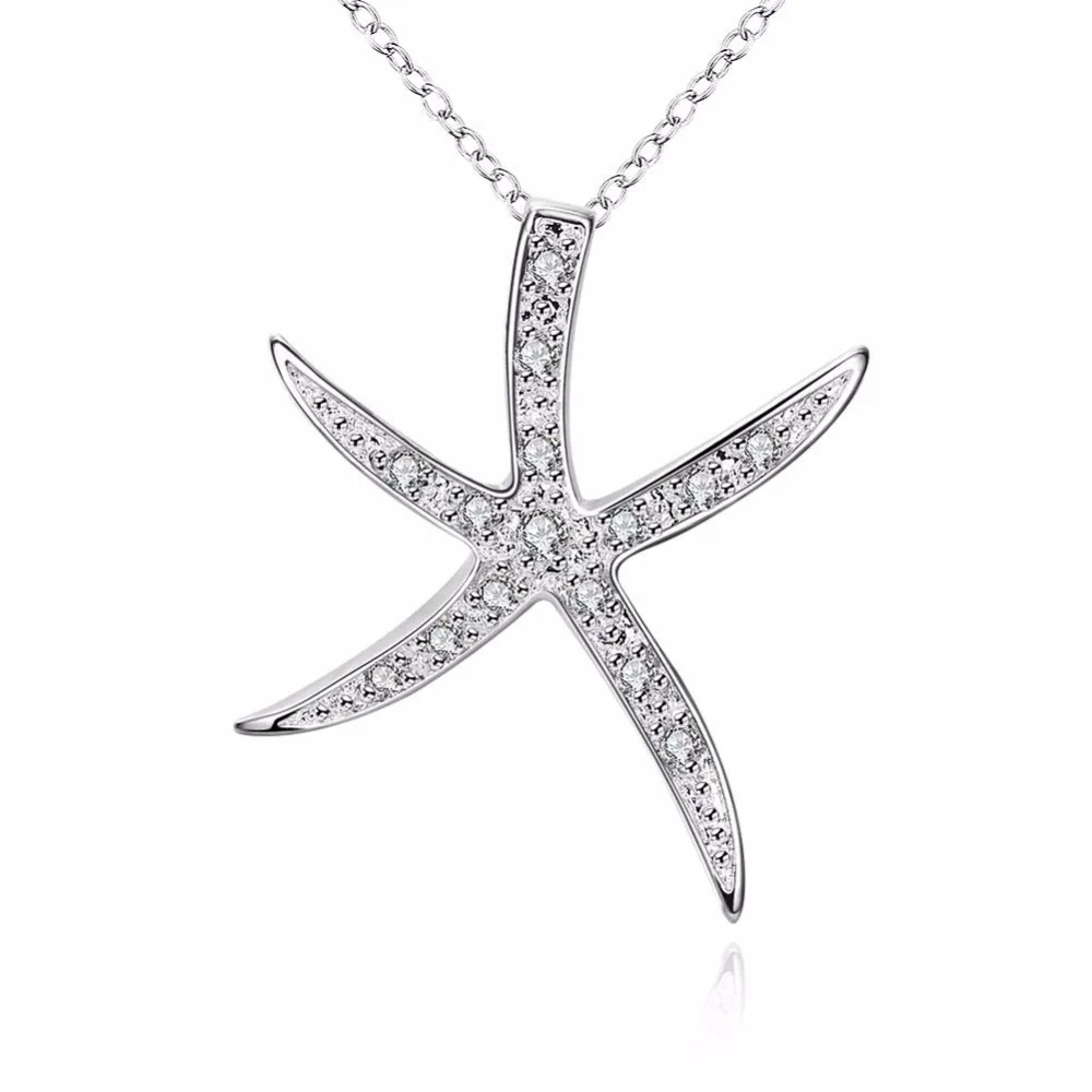 

Plated Silver Fashion Jewelry Pendant Necklace, Plated Silver Necklace Inlaid Seastar Pendant Necklace KDP030 htoq nefq