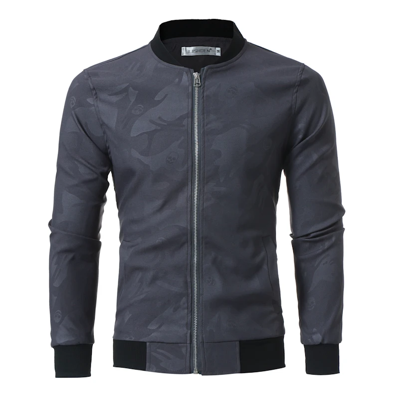

Jacket men's spring and autumn fashion skull print decorative long-sleeved collar coat large size S-XXXL slim casual jacket
