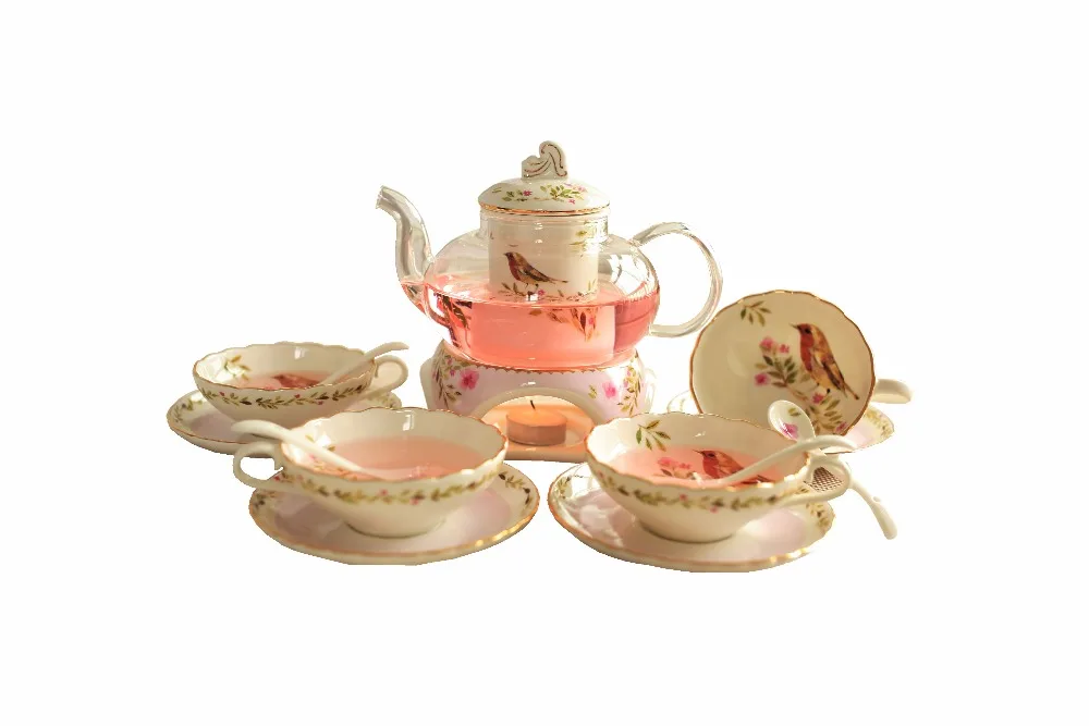  Kitchen Teaware Set Home Candle Tea Set Mrs Afternoon Tea Thicker Heat-Resistant Glass Flower Teapo - 32839430700