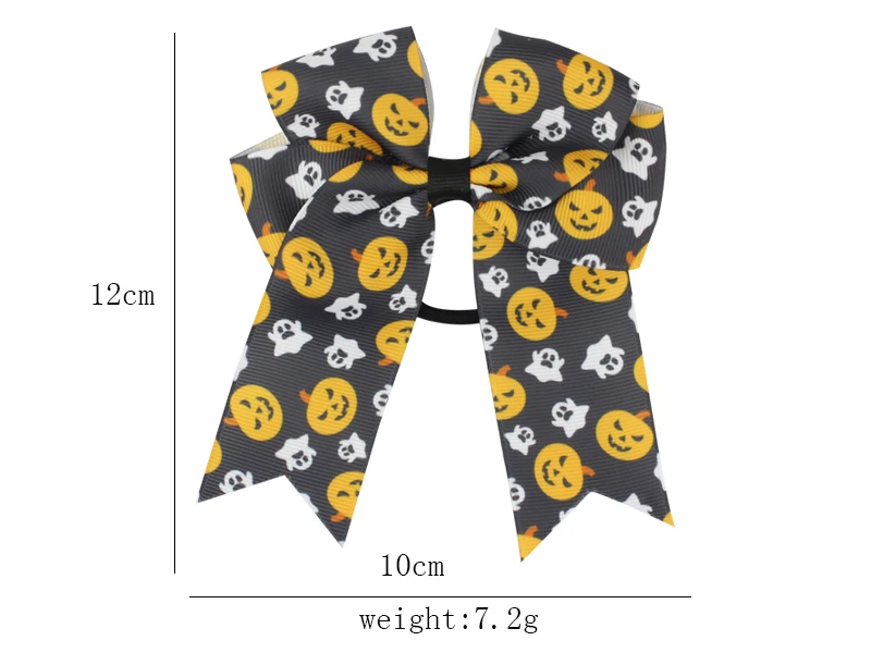 Fashion Cute Printed Cheer Bow for Girls Grosgrain Ribbon Large Hair Bow With Elastic For Girls Hair Accessories (1)