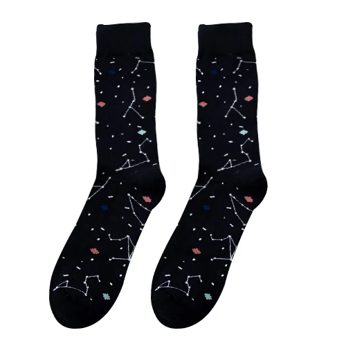 Повседневные разноцветные мужские носки, хлопковые Веселые носки, новинка, мужские нарядные носки, свадебные носки с космонавтом, созвездием, Ne74830 - Цвет: constellation