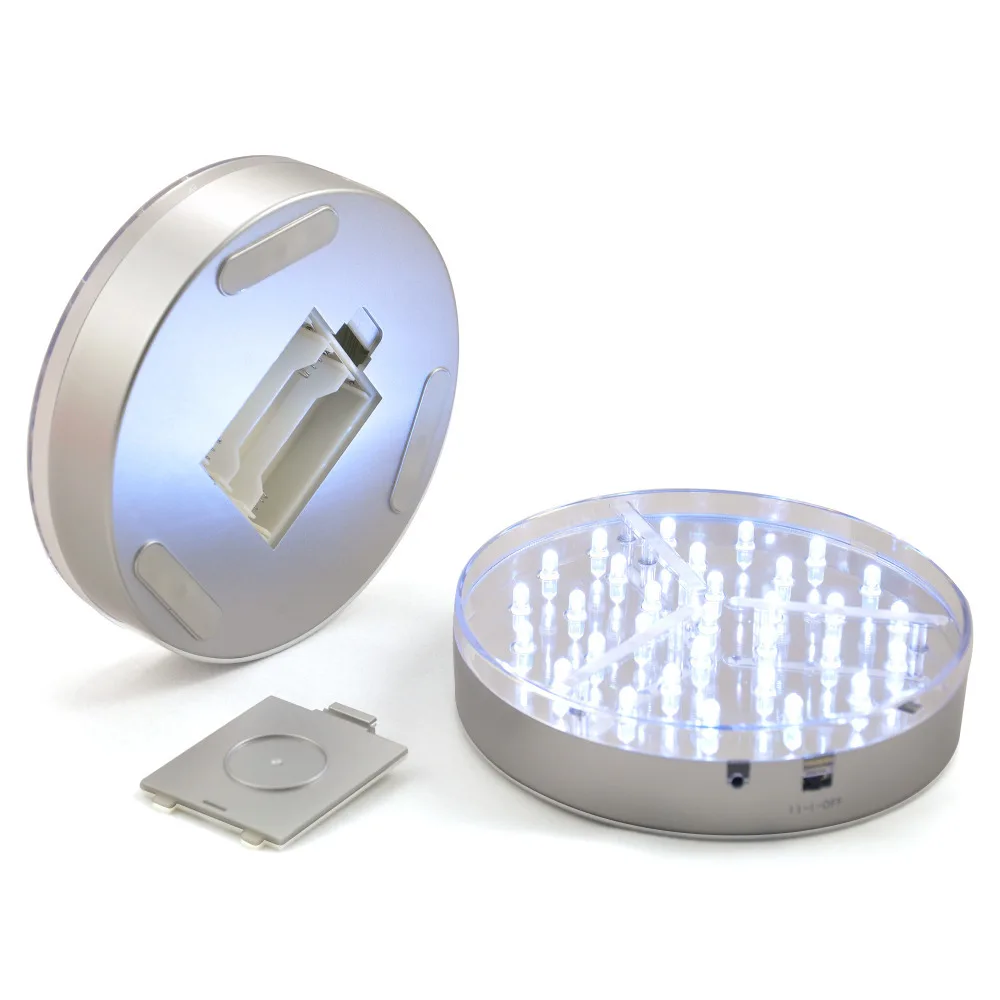 Round LED Vase Light Base, 31 White Color LEDs, 6 Inches, 3AA Battery
