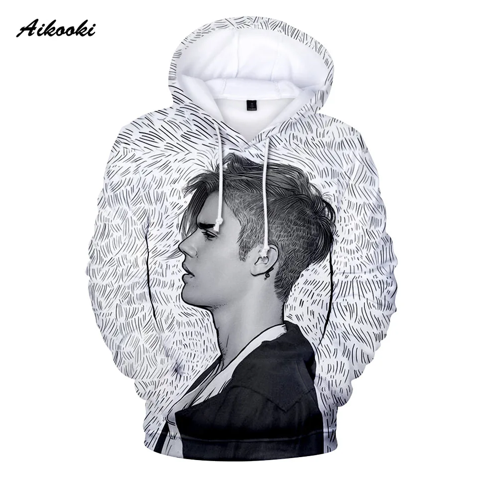 New Justin Bieber Hoodies 3D Print Men Long Hoody Sweatshirts Music Star Idols Autumn Pop Hooded Cotton Polluvers Tops