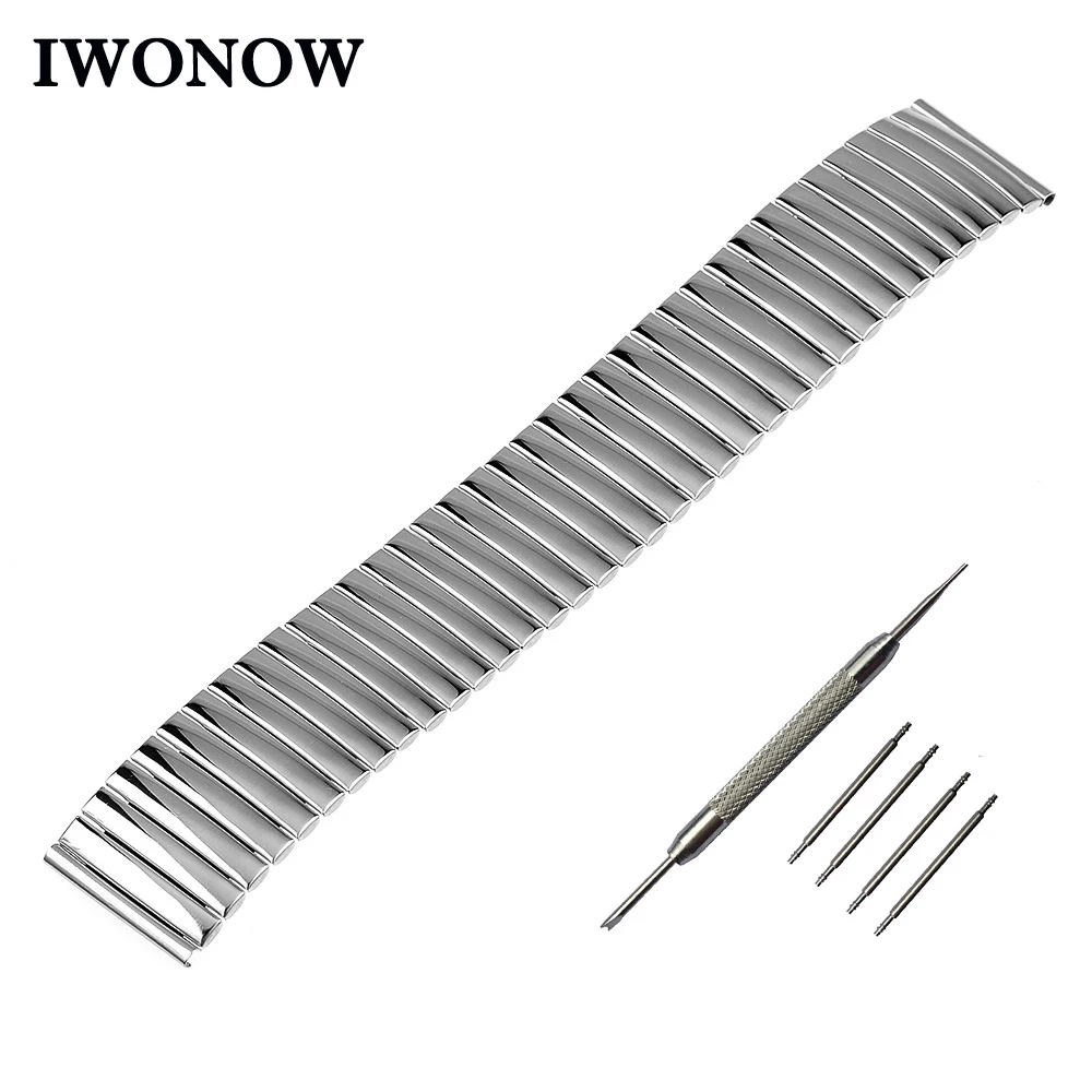 

Stainless Steel Watch Band 22mm for LG G Watch W100 / R W110 / Urbane W150 Elastic Strap Wrist Belt Bracelet Silver + Spring Bar