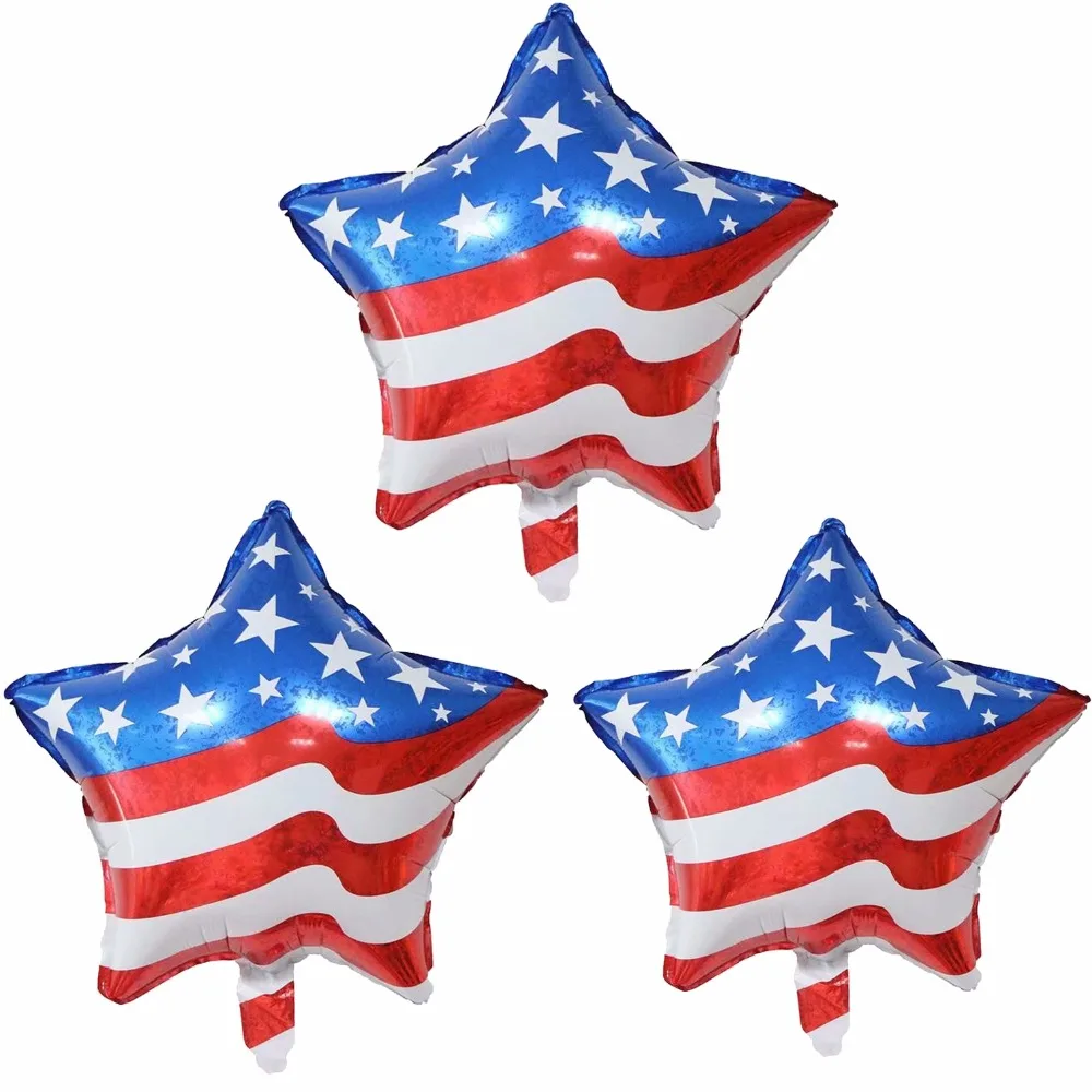 

3pcs 18 inch American flag ballon Captain USA helium foil balloon children birthday party hotel scene decoration hero stars ball