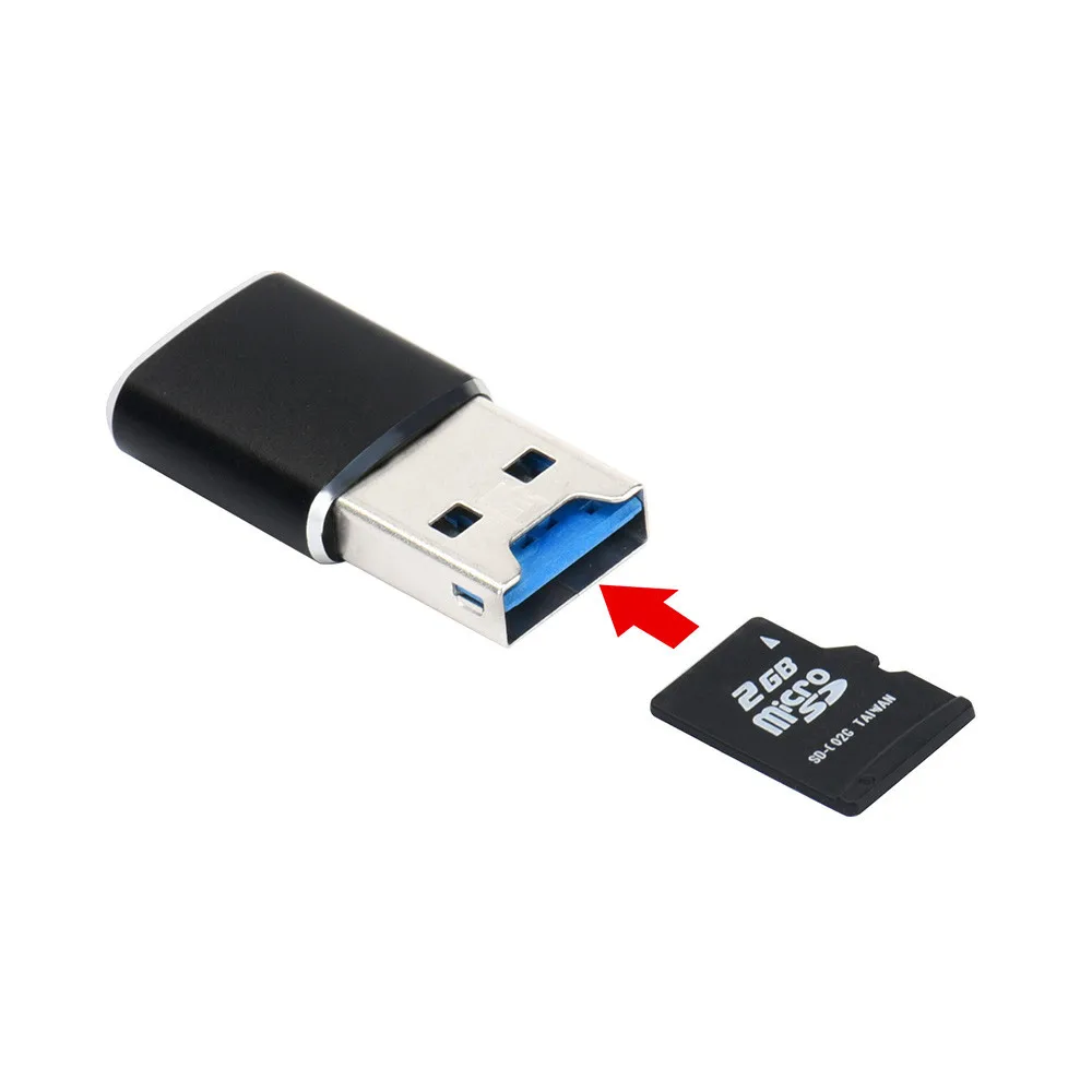 Ouhaobin мини-кард-ридер адаптер USB 3,0 ридер/MICRO SD/SDXC алюминиевый TF кард-ридер для USB внешних компьютерных аксессуаров - Цвет: BK