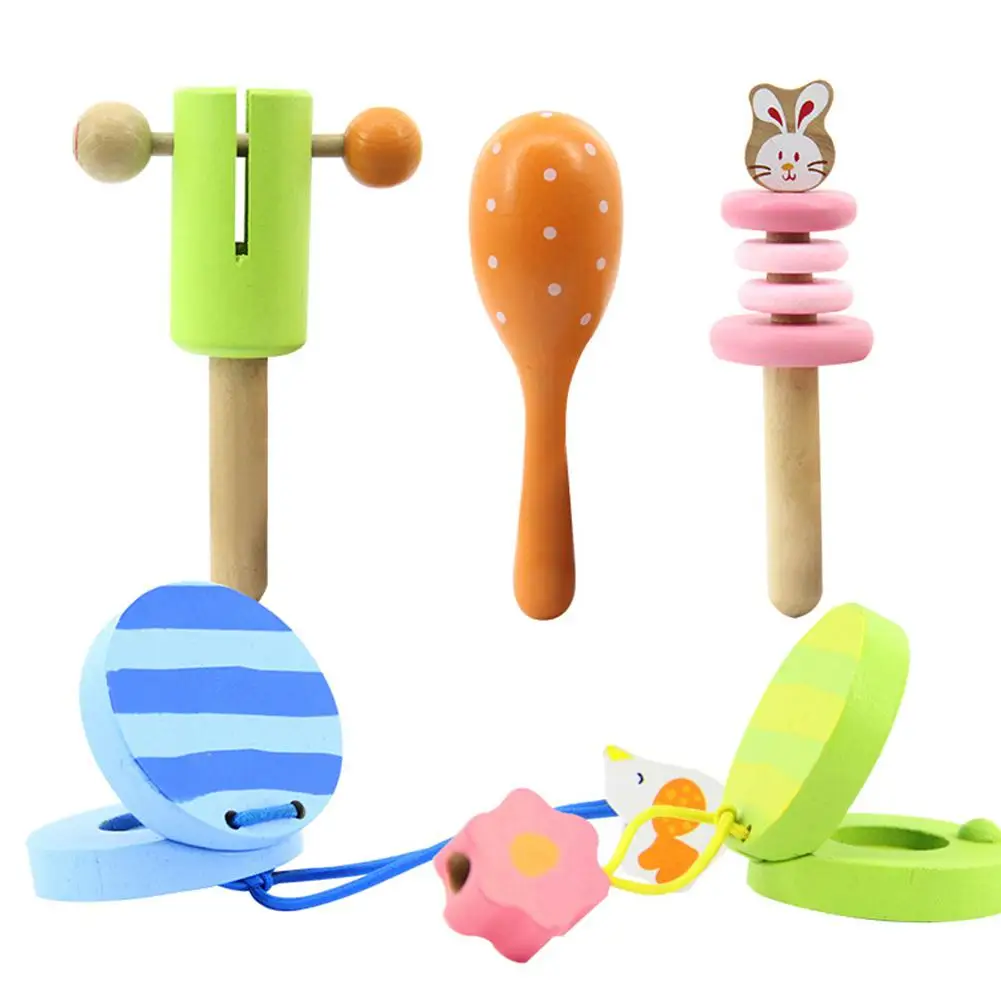 LeadingStar 5pcs/set Musical Toys Wooden Music Instruments Early