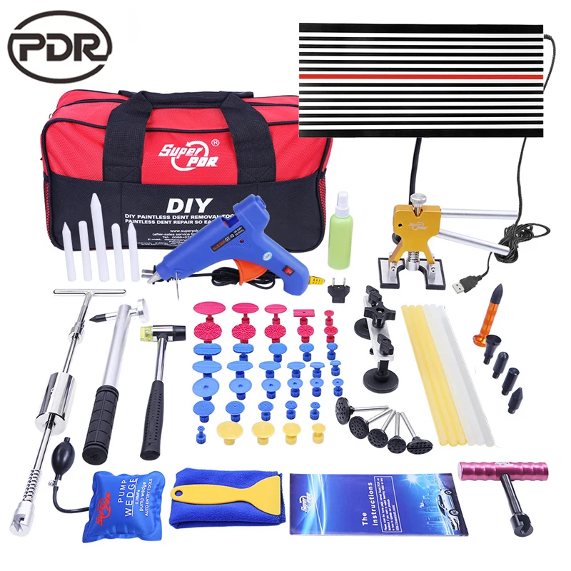 US $101.47 Pdr Tools Removal Dent Puller Tool Kit Reflector Board Puller Tabs Glue Gun Ferramentas For Car Body Hail Damage Any Car Dent