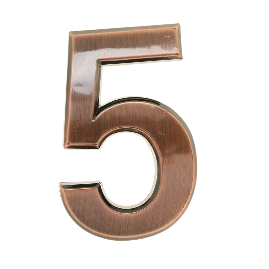 2Pcs Copper ABS Number House Mailbox Number 3D Digit Number Self-stick Door Sign Plaque Number 2, 5