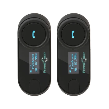 FreedConn 2pcs motorcycle helmet bluetooth intercom wireless helmet headset BT interphone LCD Screen FM Radio for 3 Riders 800M ohanee new version bluetooth motorcycle interphone headset helmet intercom lcd screen with fm radio soft earpiece