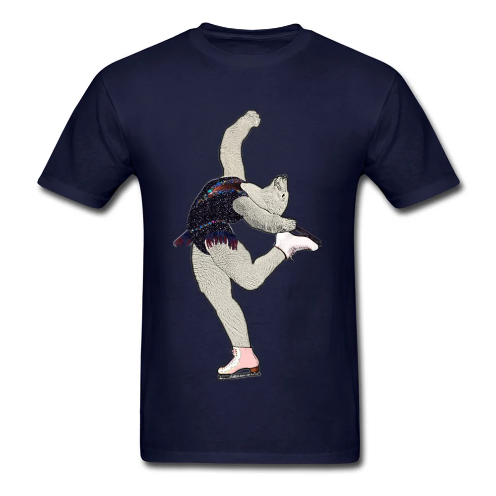 Bear Ice skating 2018 Birthday Tops & Tees O-Neck Pure Cotton Short Sleeve Top T-shirts for Men Tee Shirts Summer Fall Bear Ice skating navy