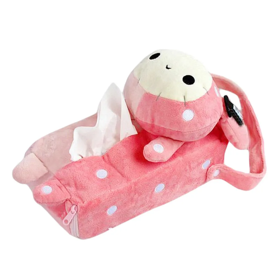 Cute Animal Car Ornaments Hanging Accessories for Girls Tissue Box Back Napkin Paper Towel Box Covers Case 4 Colors