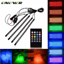 Автомобильный RGB светодиодный светильник Onever с музыкальным управлением, светодиодный светильник s, 8 цветов, автомобильный Стайлинг, атмосферные лампы, освещение салона автомобиля