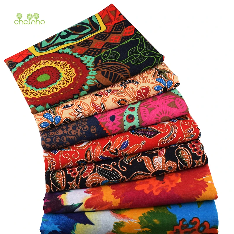 

Chainho,Bright Colors,Printed Cotton Linen Fabric For DIY Quilting & Sewing Sofa,Table Cloth,Curtain,Bag,Cushion Material,50x145