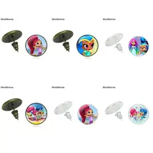 Mendittorosa стеклянная, кабошонная, бронзовая/Серебристая/Золотая серёжки-гвоздики для женщин, подарок для детей, мерцающий и блестящий