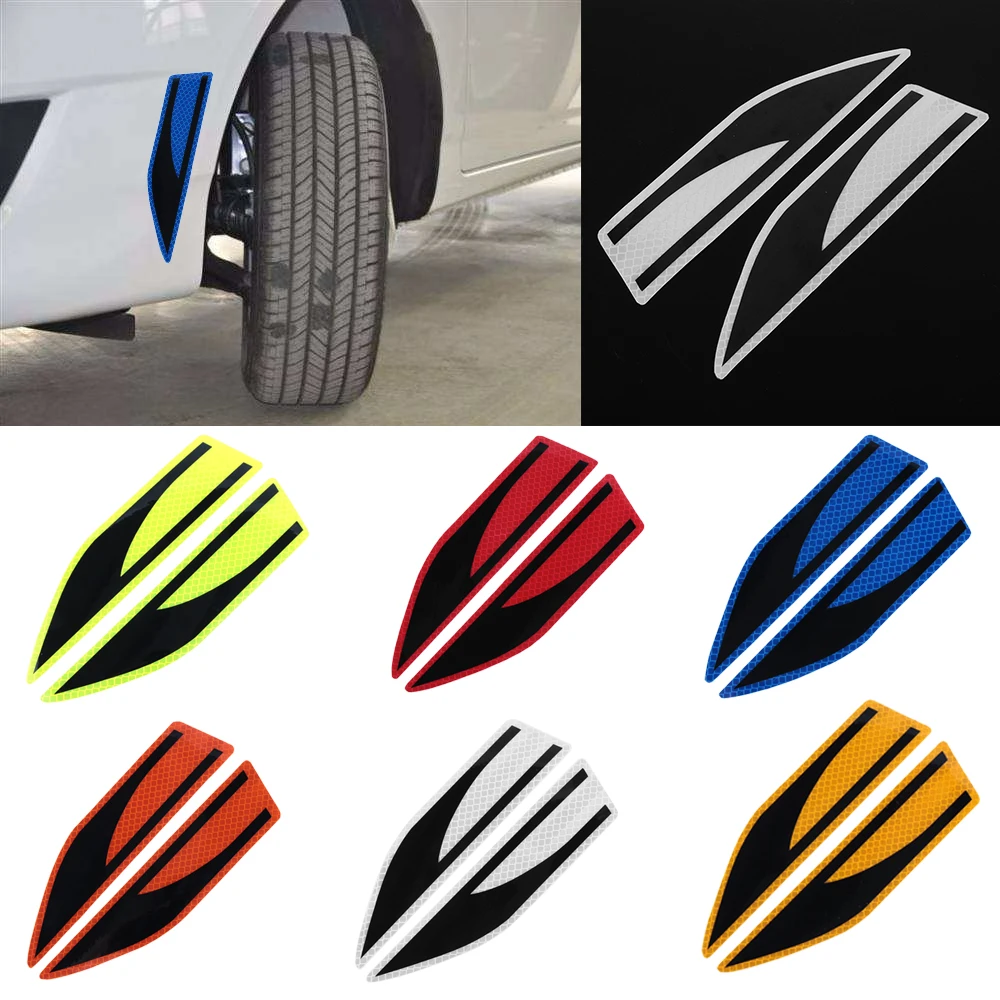 

2PC Universal Reflective Warning Strip Car Fender Secure Reflector Blades Shape Stickers Decals Car Styling Decoration 19X4.2cm