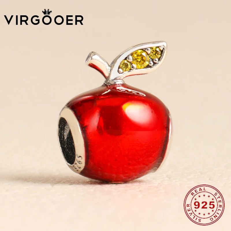 

Virgooer New Collection Silver 925 Bead Red Apple Charms Beads Fit European Pandora Bracelets For Jewelry Making Christmas Gifts