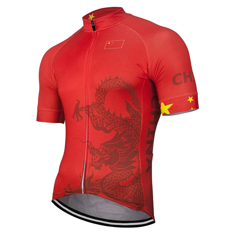 

China New Team Cycling Jersey Breathable Road Mountain Race Tops Bicycle Wear Sport Red Jersey Sly Sun Customized