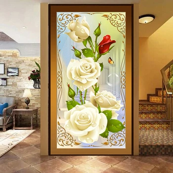 

5d Diy Diamond Painting Cross Stitch White Roses Diamond Embroidery Flower Serie Vertical Print Rubik's Cube Drill Stuck Drill