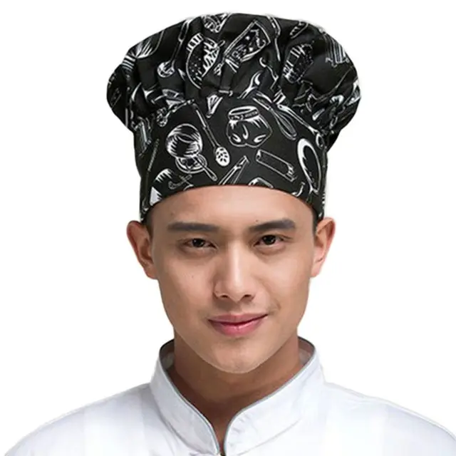 Restaurant Chef Kitchen Workwear Hat Solid Color Chili Forks Striped