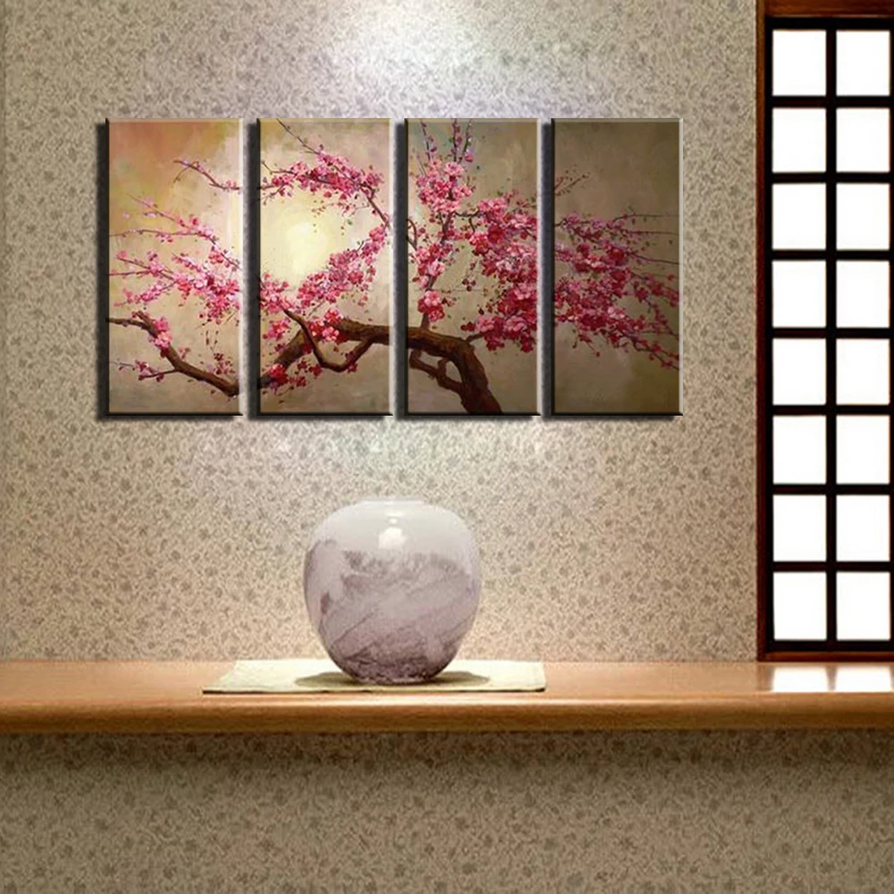 Online kopen wholesale roze bloem olieverf canvas uit china roze ...