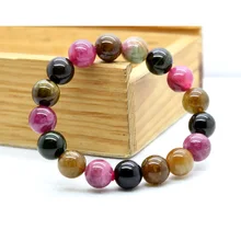 Из натуральной микс Турмалин стрейч браслет Круглый Большой бусины 11 мм Fit ювелирные изделия