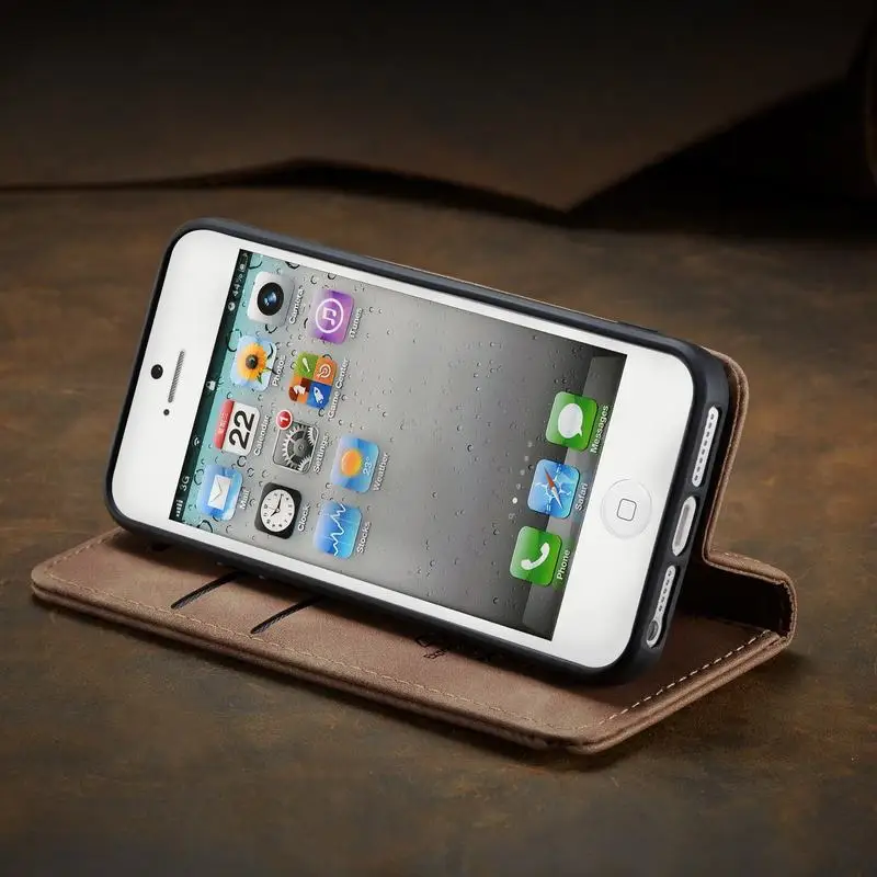 Чехол для iphone 5, 5s se, Матовый кожаный чехол-кошелек для Apple iphone 5 S E, чехол для телефона, чехол 5S, откидная крышка-книжка