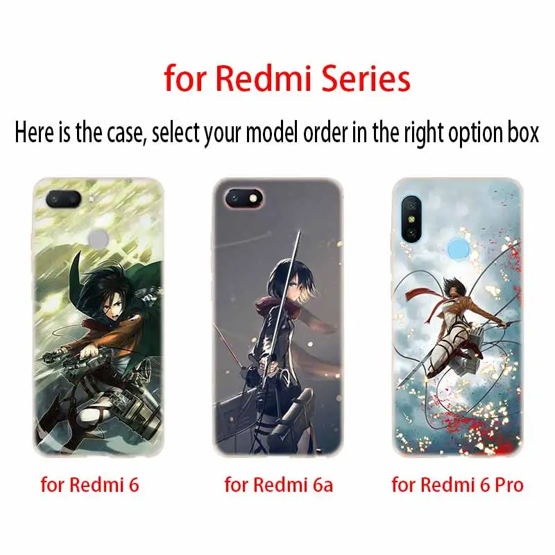 Чехол силиконовый прозрачный с постером атака на Титанов для Xiaomi Redmi 9A 8A 7A 6A 9AT Note 9