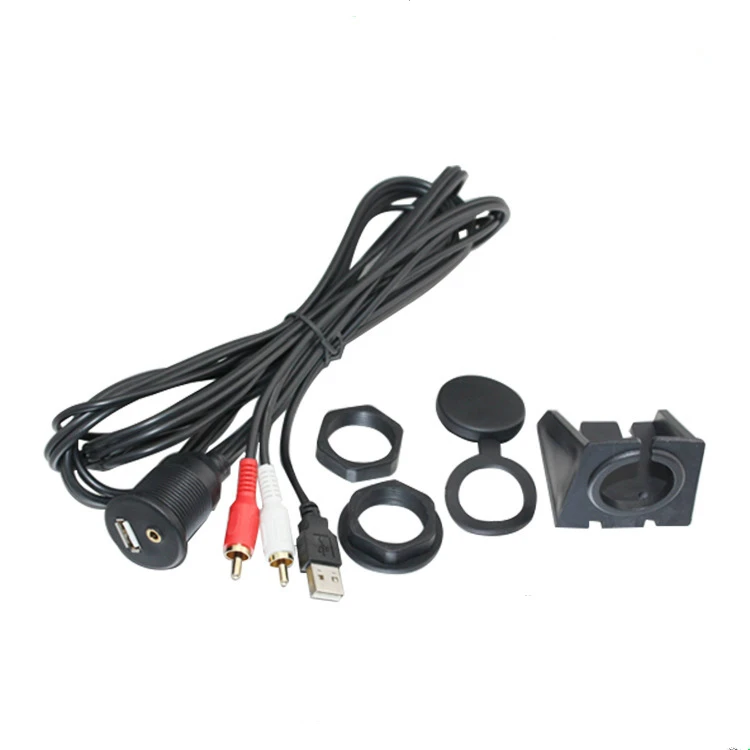 Elistooop 1M USB & 3.5mm to 3RCA AUX Flush Mount Dash Extension Cable with Mounting Bracket for Car | Электроника