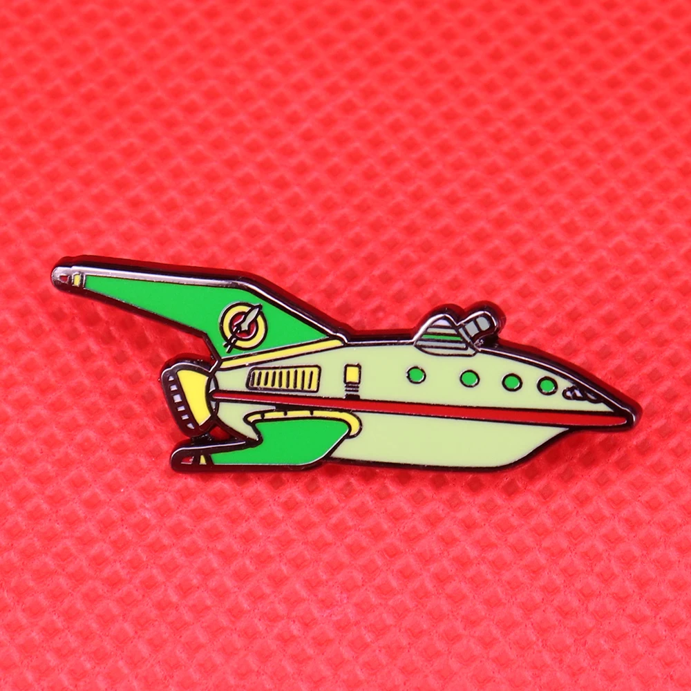 

Planet express enamel pin space ship brooch airplane rocket badge outer space pin Futurama future world adventure gift