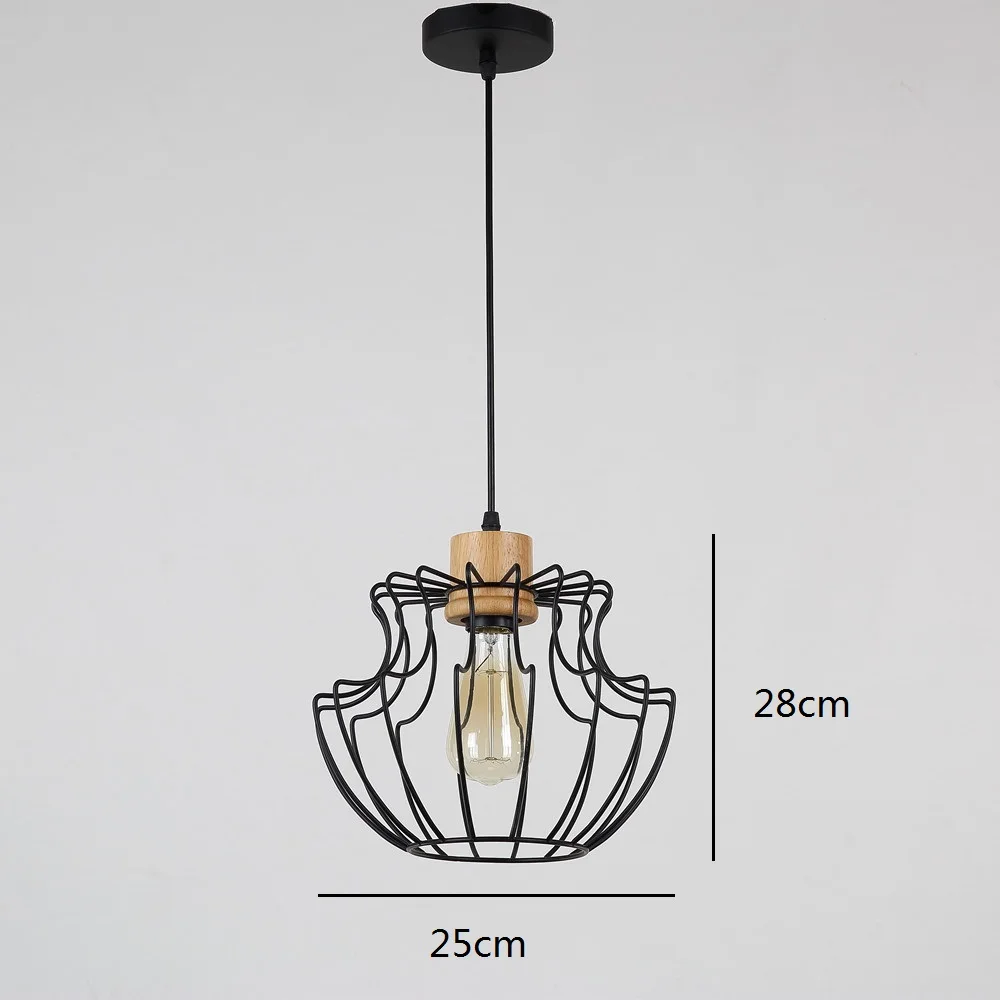 Антикварный деревянный Открытый Подвесные Светильники кованого железа