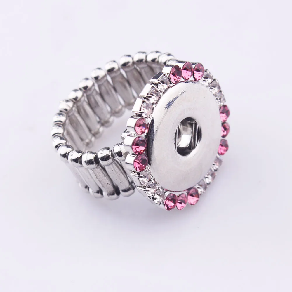 12pcs/lot Snaps Ring Jewelry DIY 18mm Adjustable Snaps Button Ring With