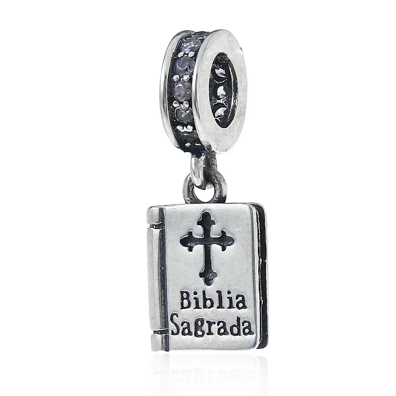 Sterling 925 silver cubic zirconia pandora charms holy bible bead