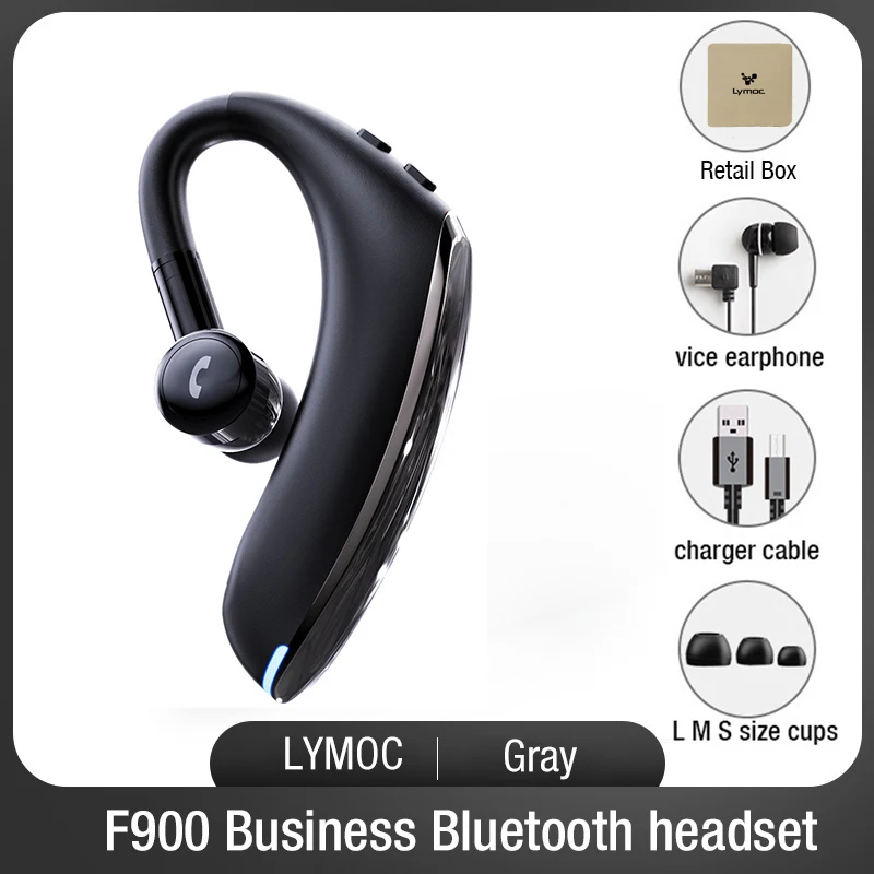 Lymoc 5,0 Bluetooth беспроводная гарнитура наушники тренировки 25 часов шумоподавление стерео HD микрофон громкой связи для iPhone huawei Xiaomi - Цвет: Gray box vice ear