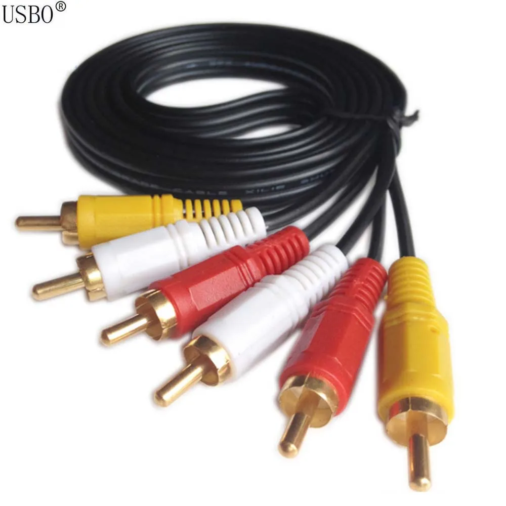 

New 1.5M 3M 5M 10M 15M 20M 4N OFC 3 to 3 audio and video AV cable TV set-top box cable 6 in one 3RCA Male cable