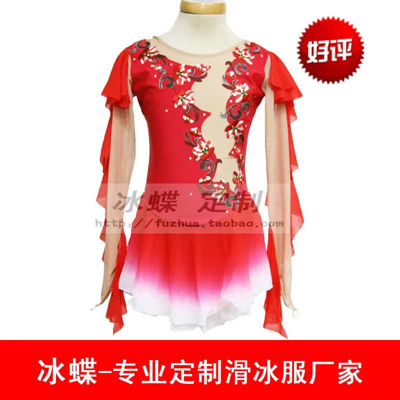 

ice skating dance dresses red ice skating dress hot sale skating clothes for girls free shipping custom red skating dress A331