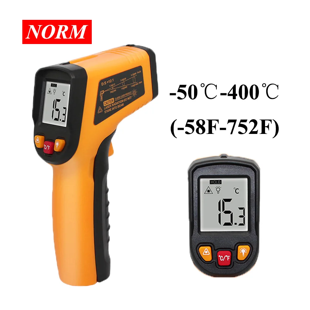 

Non-Contact Laser LCD Display IR Infrared Thermometer Digital C/F Selection Surface Temperature Thermometer Pyrometer Imager