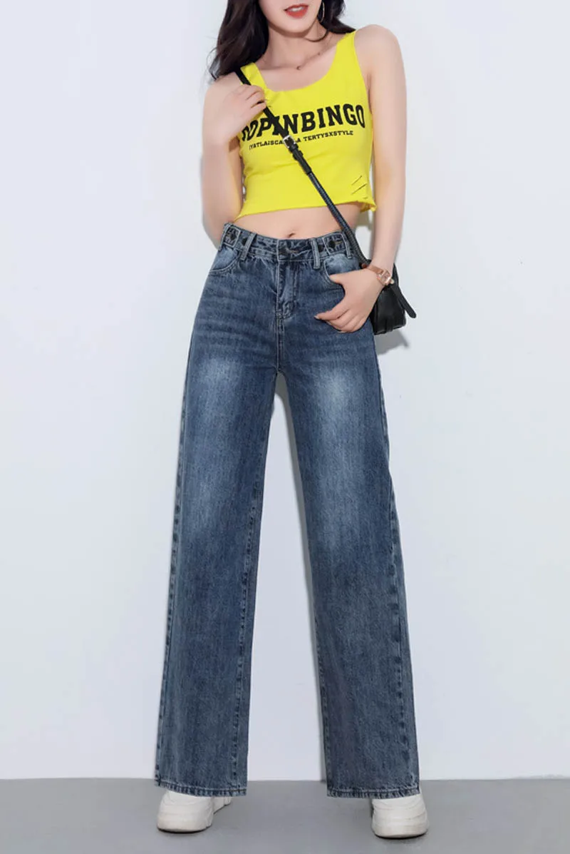 NORMOV 2019 модные широкие женские осенние зимние джинсы с завышенной талией на молнии карманы винтажные потертые свободные уличные брюки
