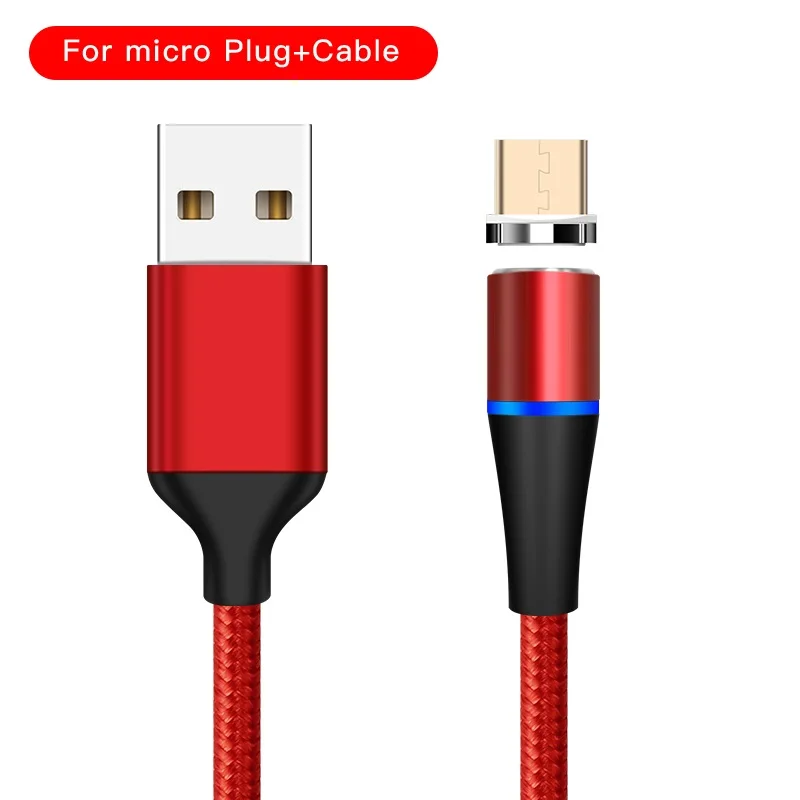 Магнитный USB кабель для Micro USB и type C супер зарядное устройство для huawei 3A Быстрая зарядка магнит зарядное устройство Micro USB usb c шнур для Xiaomi - Цвет: Red For Micro