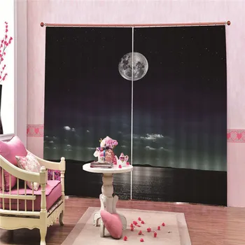 

Moon Curtain Luxury Blackout 3D Window For Living Room Bedroom Drapes Cortina Rideaux Customized size Cushions cover