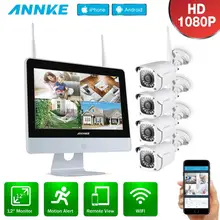 ANNKE 8CH FHD Wi-Fi Wireless NVR CCTV System 4pcs 1080P IP Camera WIFI Outdoor Waterproof CCTV Security Camera Surveillance Kit