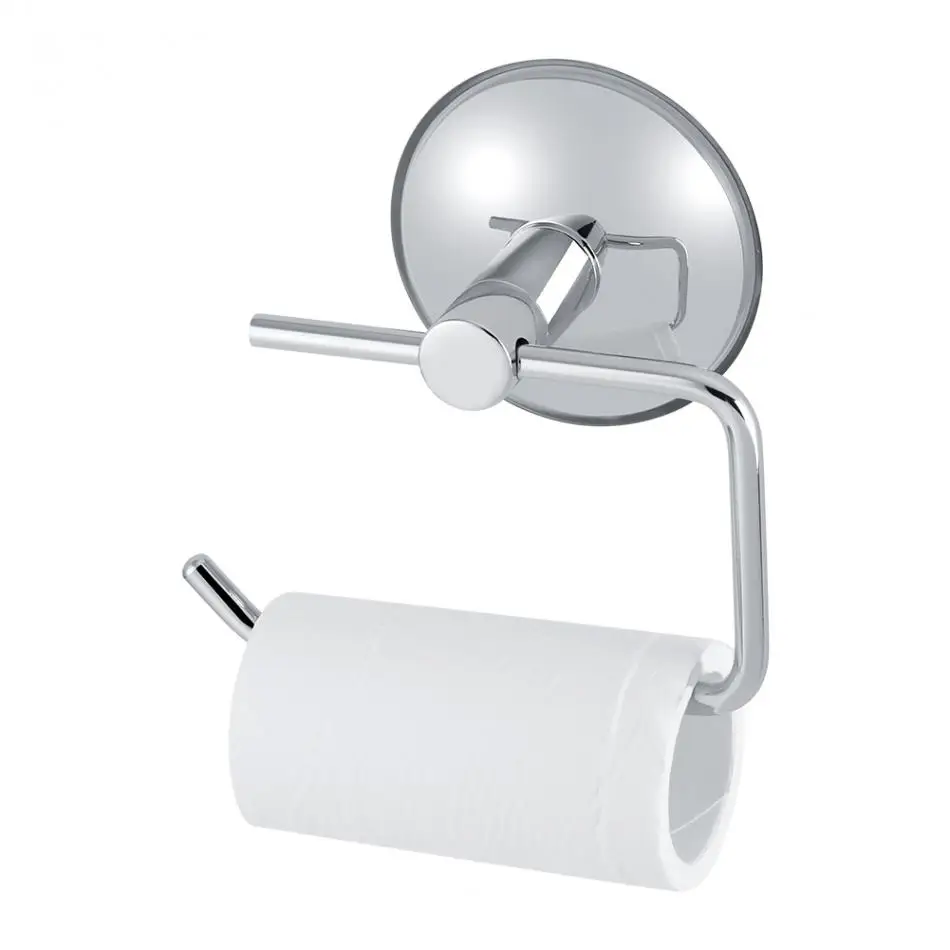 Stainless Steel Bathroom Toilet Suction Cup Paper Roll Holder Bar Wall