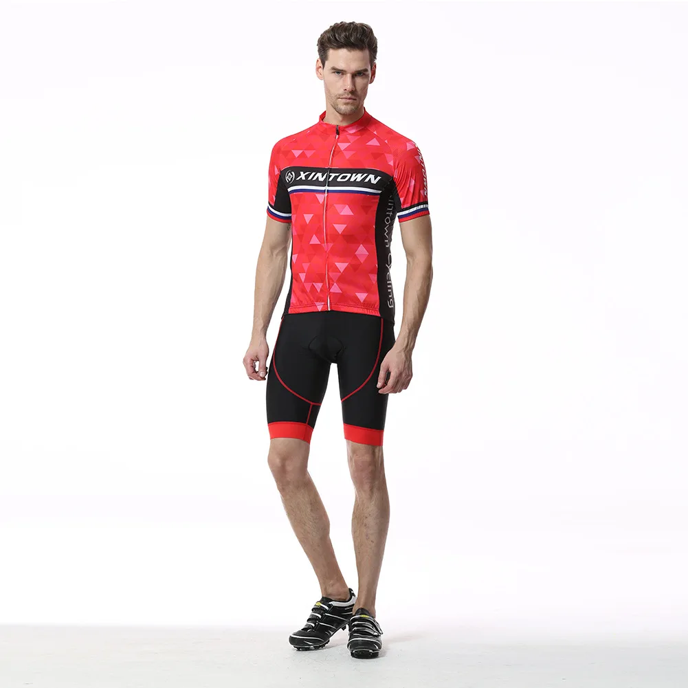 Новый красный Для мужчин короткие Велонаборы быстросохнущая футболка с коротким рукавом гель Pad Биб Шорты для женщин дорога MTB велосипеда