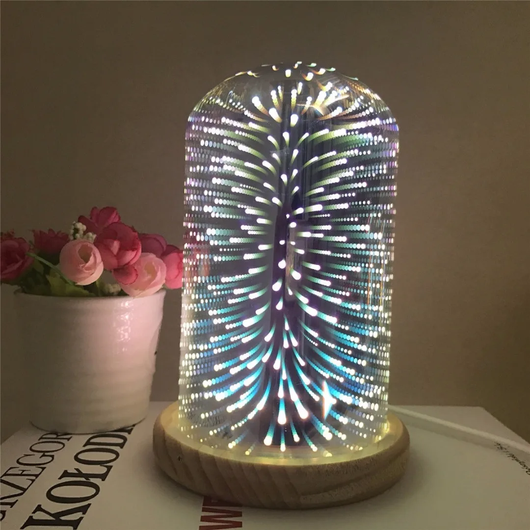 1pc 3D USB Glass Starburst Colorful LED Table Lamp Accent Bedside Night Light Decor 2019 Newest